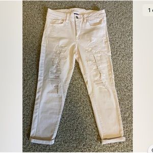 American Eagle Blush Pink Destroyed Crop Jegging